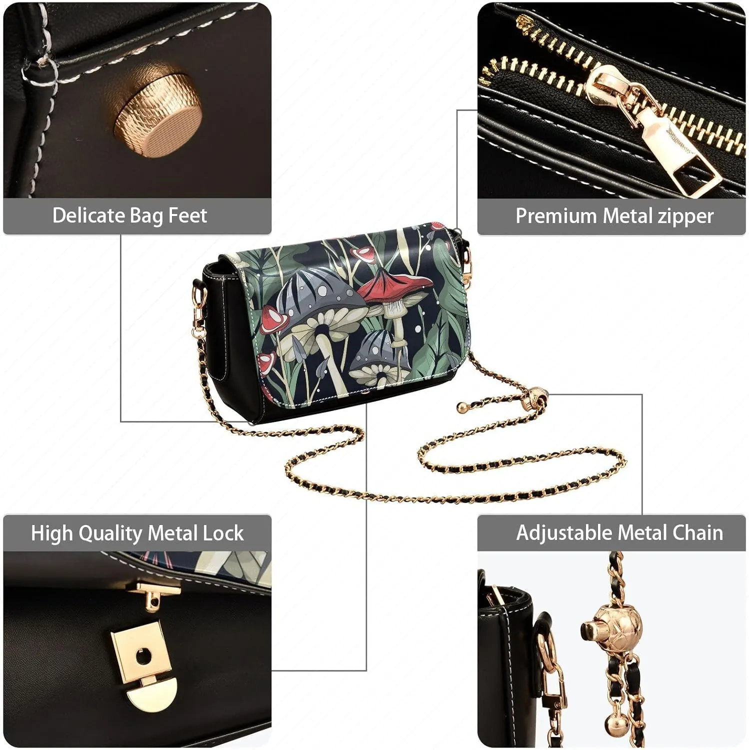 Crossbody Bags for Women Trendy Women's Black Shoulder Bag Small PU Leather Flap Cross Body Bag Handbags