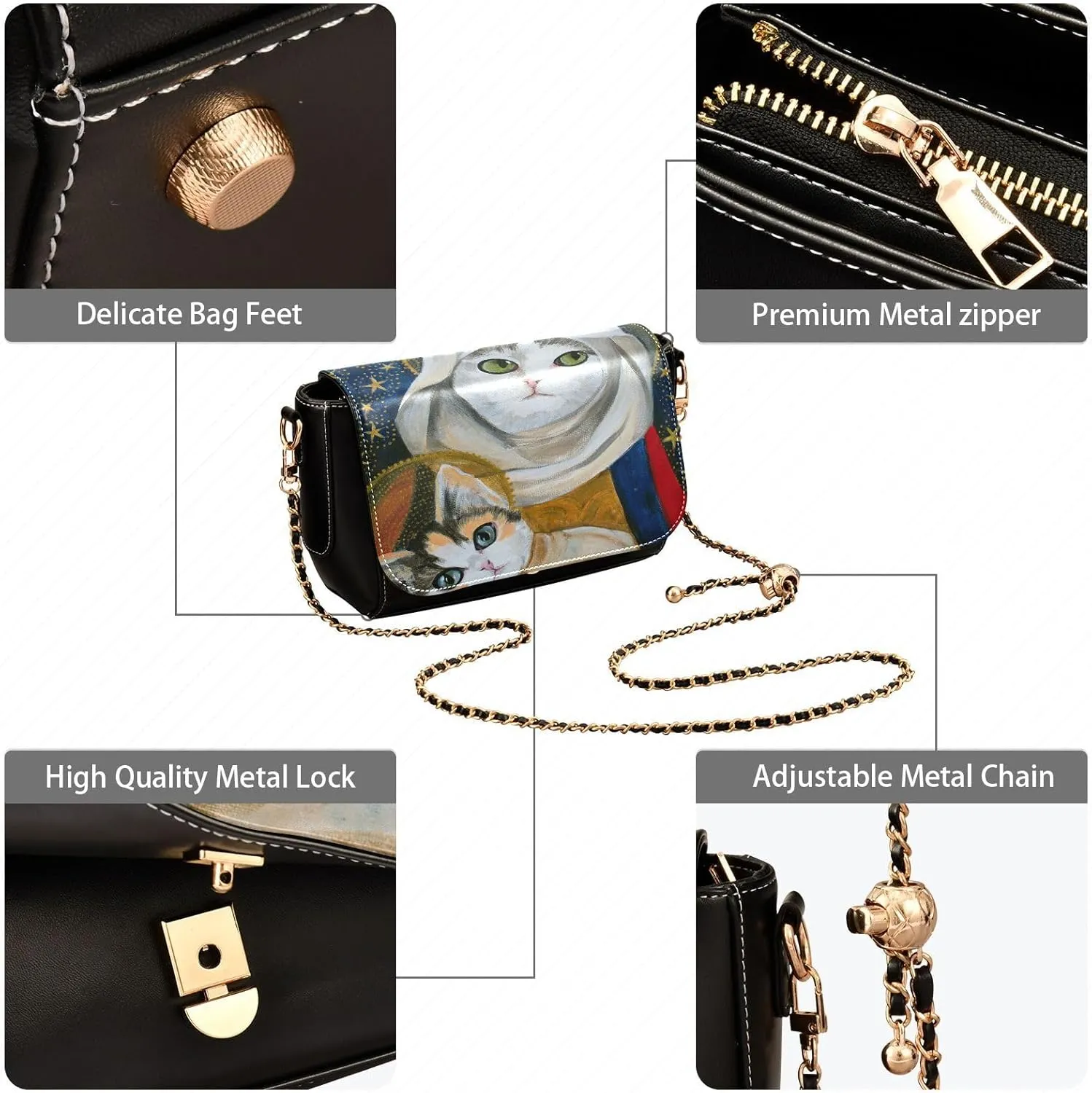 Crossbody Bags for Women Trendy Women's Black Shoulder Bag Small PU Leather Flap Cross Body Bag Handbags