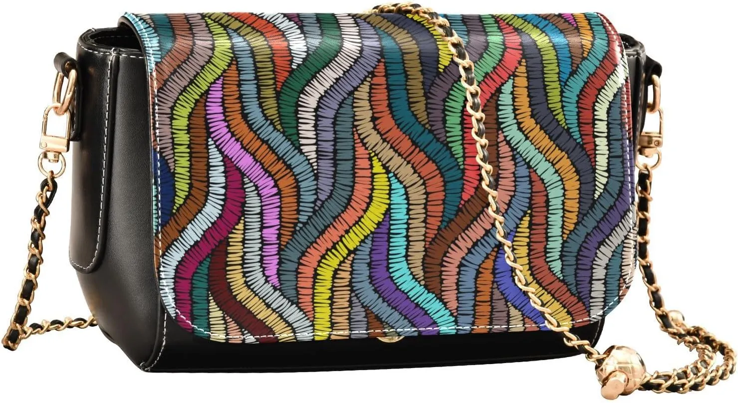 Crossbody Bags for Women Trendy Women's Black Shoulder Bag Small PU Leather Flap Cross Body Bag Handbags