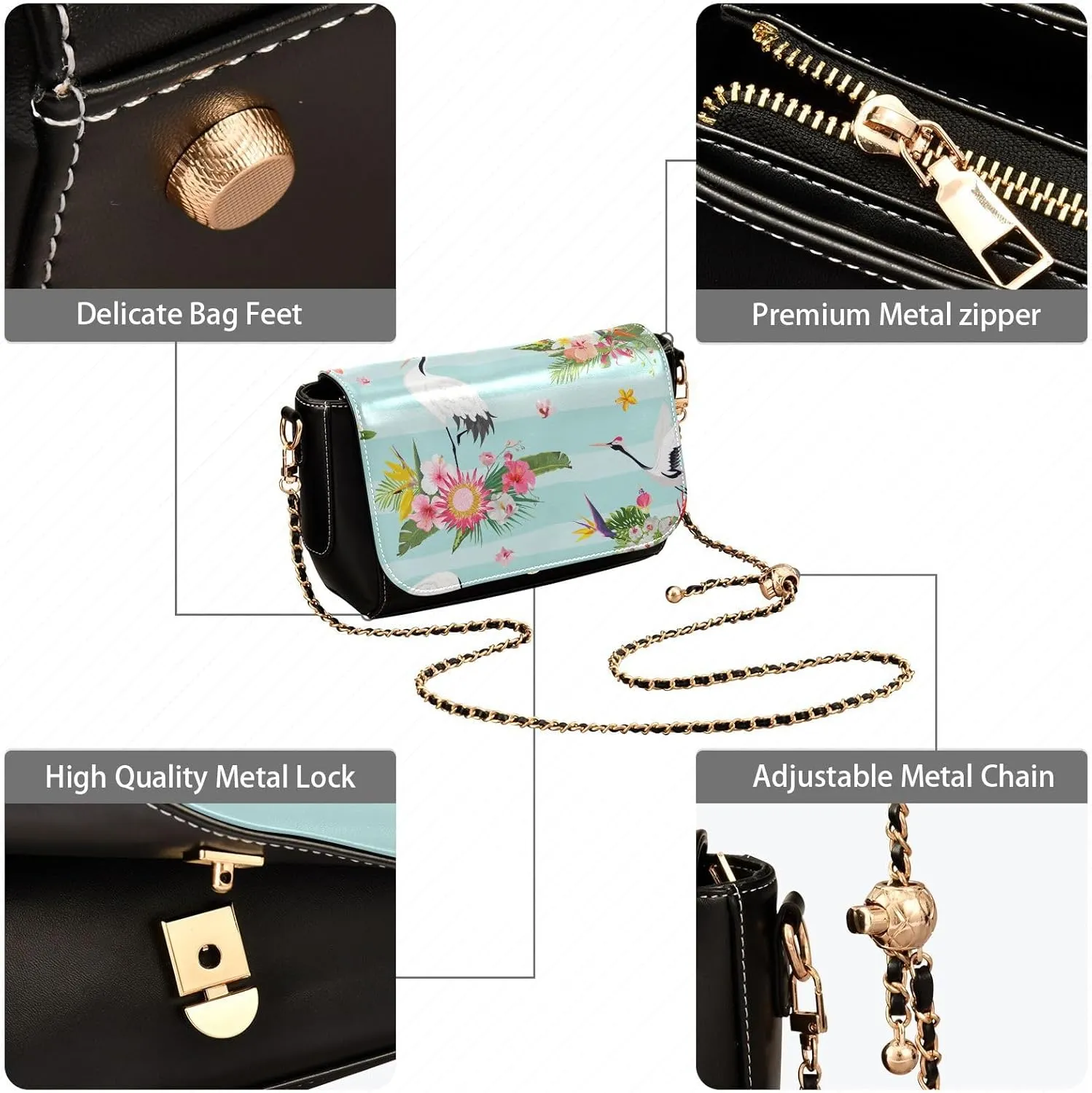 Crossbody Bags for Women Trendy Women's Black Shoulder Bag Small PU Leather Flap Cross Body Bag Handbags