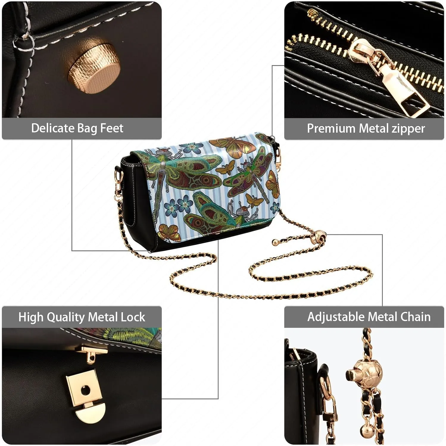 Crossbody Bags for Women Trendy Women's Black Shoulder Bag Small PU Leather Flap Cross Body Bag Handbags