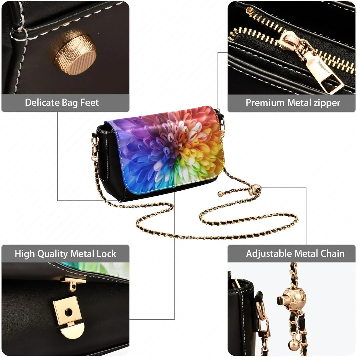 Crossbody Bags for Women Trendy Women's Black Shoulder Bag Small PU Leather Flap Cross Body Bag Handbags