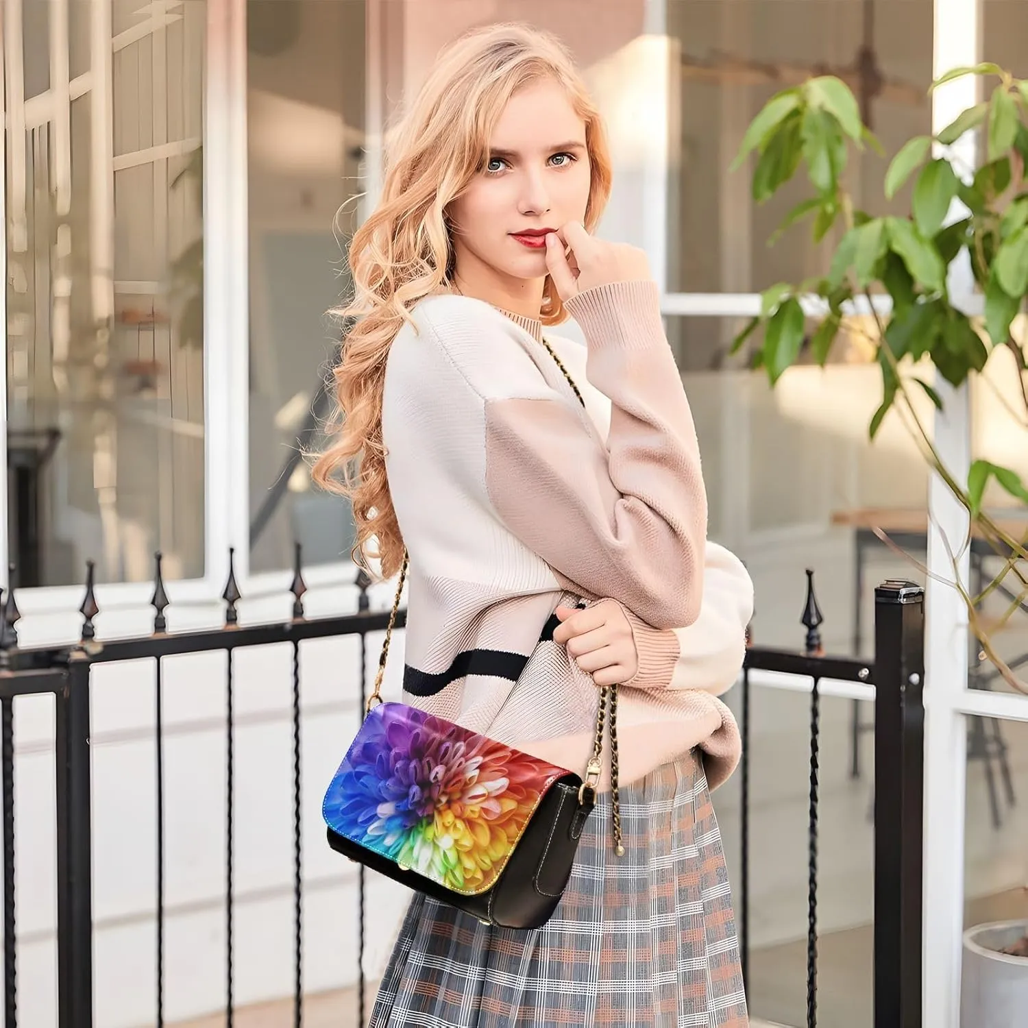 Crossbody Bags for Women Trendy Women's Black Shoulder Bag Small PU Leather Flap Cross Body Bag Handbags