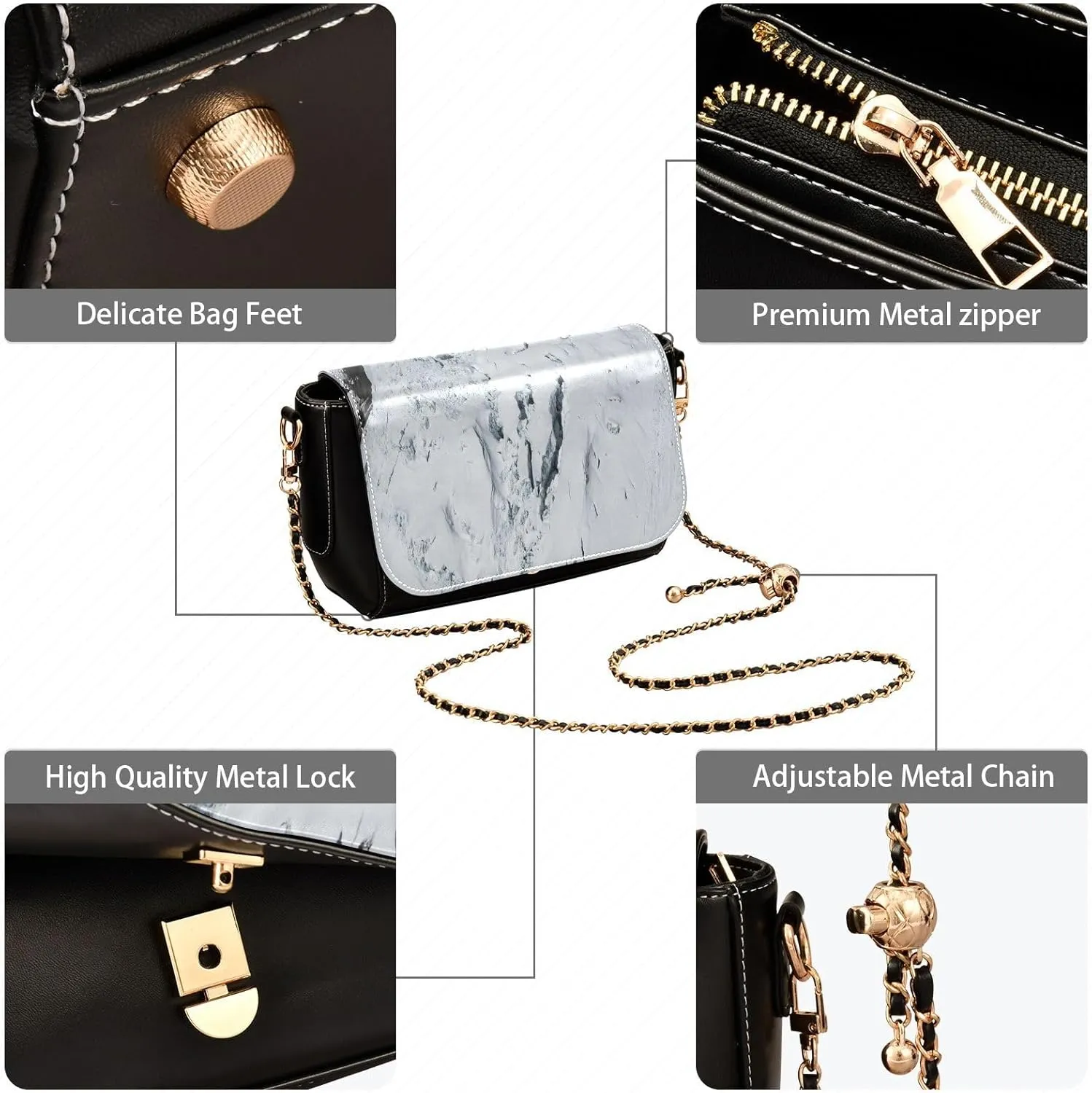 Crossbody Bags for Women Trendy Women's Black Shoulder Bag Small PU Leather Flap Cross Body Bag Handbags