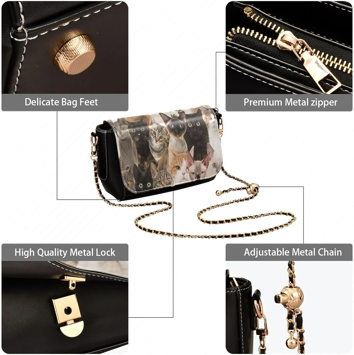 Crossbody Bags for Women Trendy Women's Black Shoulder Bag Small PU Leather Flap Cross Body Bag Handbags
