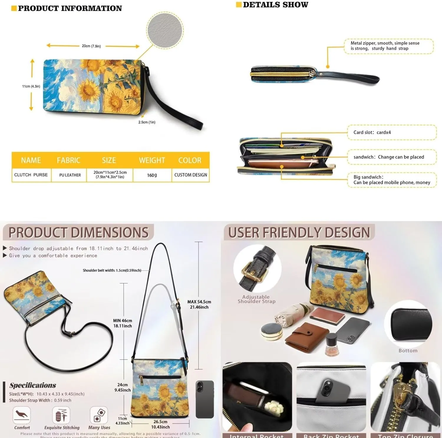 Crossbody Purses 2Pcs, Fashion Crossbody Messenger Bags with a Small Wallet Portable Easy to Carry for Travel