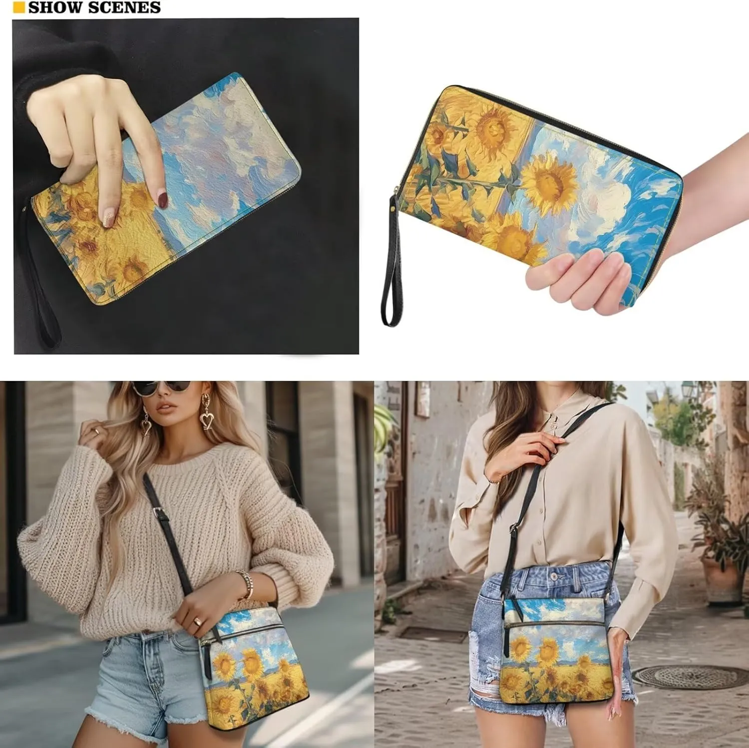 Crossbody Purses 2Pcs, Fashion Crossbody Messenger Bags with a Small Wallet Portable Easy to Carry for Travel