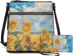 Crossbody Purses 2Pcs, Fashion Crossbody Messenger Bags with a Small Wallet Portable Easy to Carry for Travel