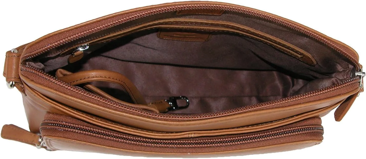 CTM® Women's Leather Shoulder Bag Purse with Side Organizer