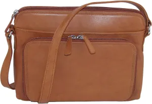 CTM® Women's Leather Shoulder Bag Purse with Side Organizer