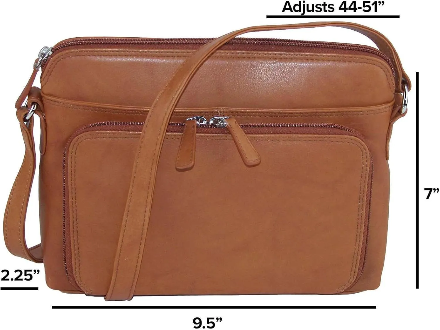 CTM® Women's Leather Shoulder Bag Purse with Side Organizer