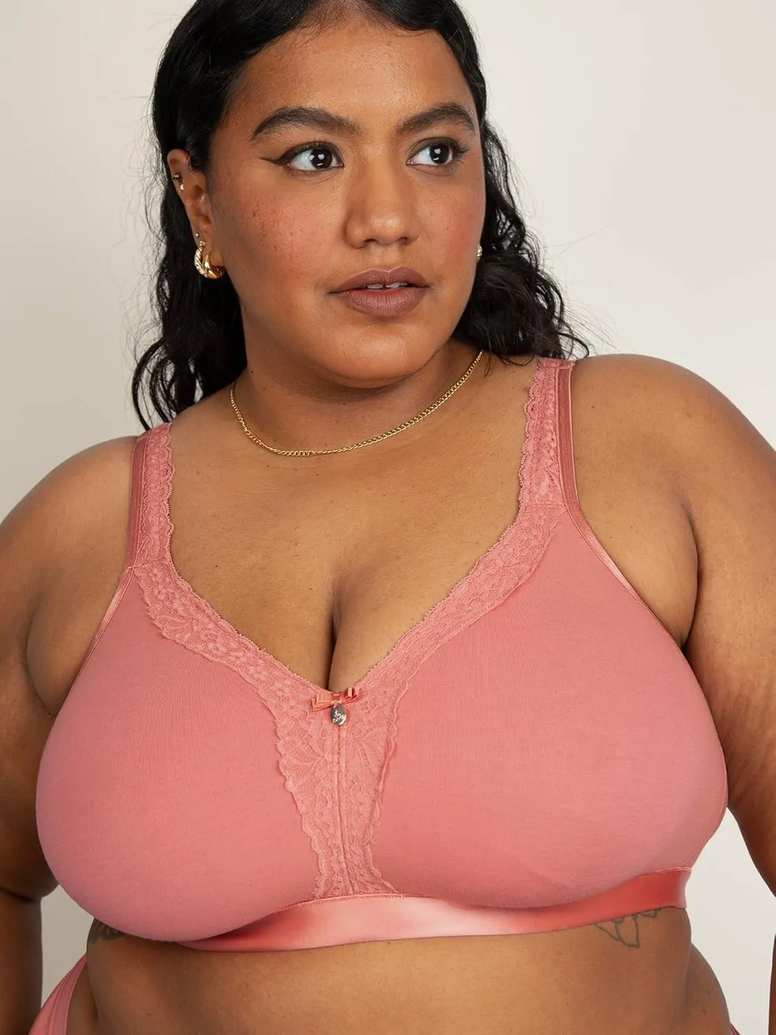 Curvy Couture Women's Plus Size Cotton Luxe Unlined Wire-Free Bra