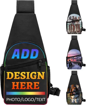 Custom Sling Bag for Men Women Personalized Crossbody Bags with Photo Text Customized Chest Bag for Hiking Travel