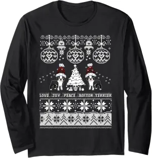 Cute Boston Terrier Christmas Sweater Shirt Boston Dog Lover