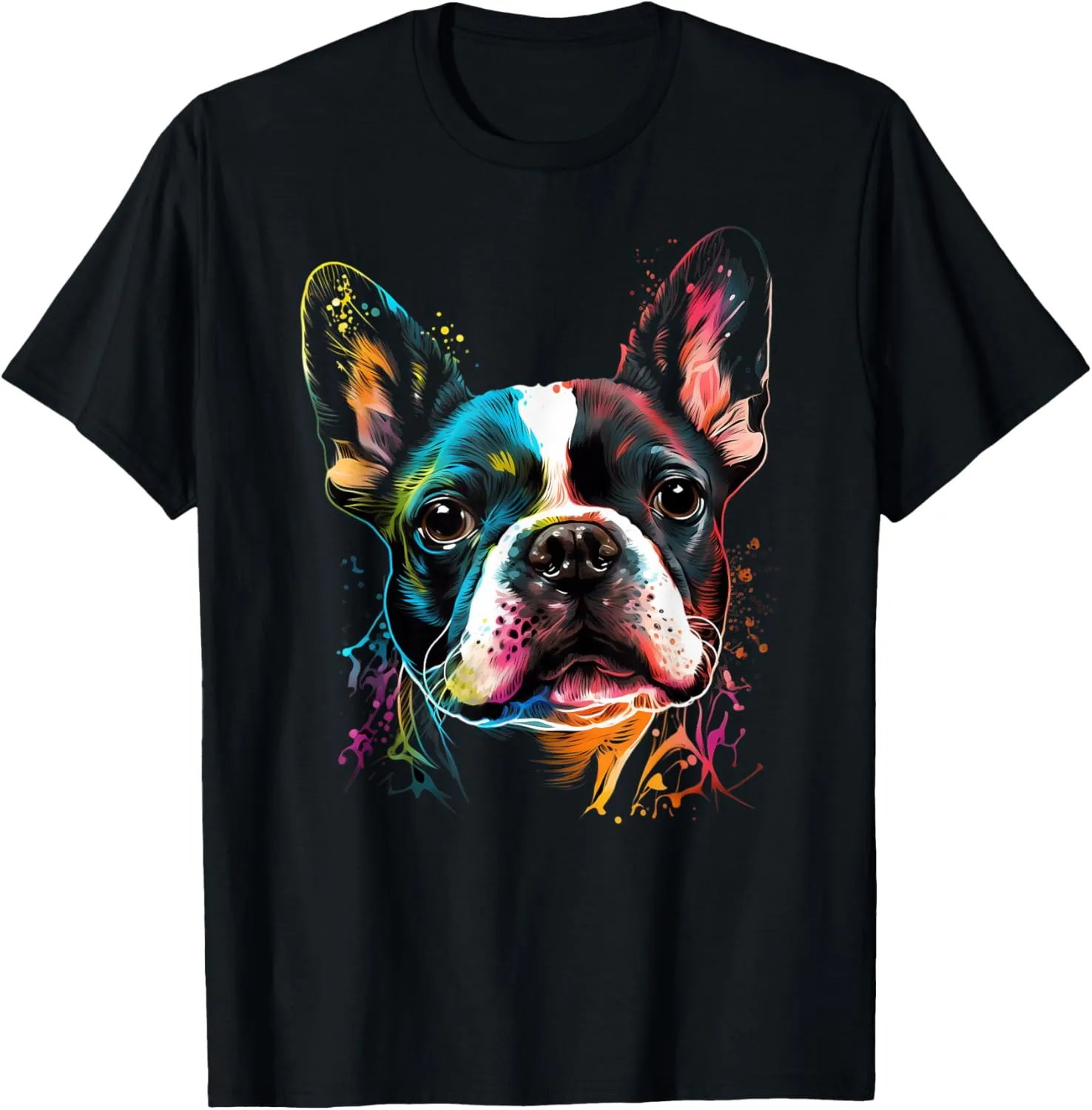 Cute Boston Terrier Puppy Dog Art Lover Unique Painting T-Shirt