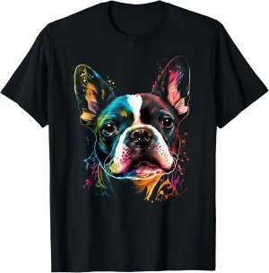 Cute Boston Terrier Puppy Dog Art Lover Unique Painting T-Shirt