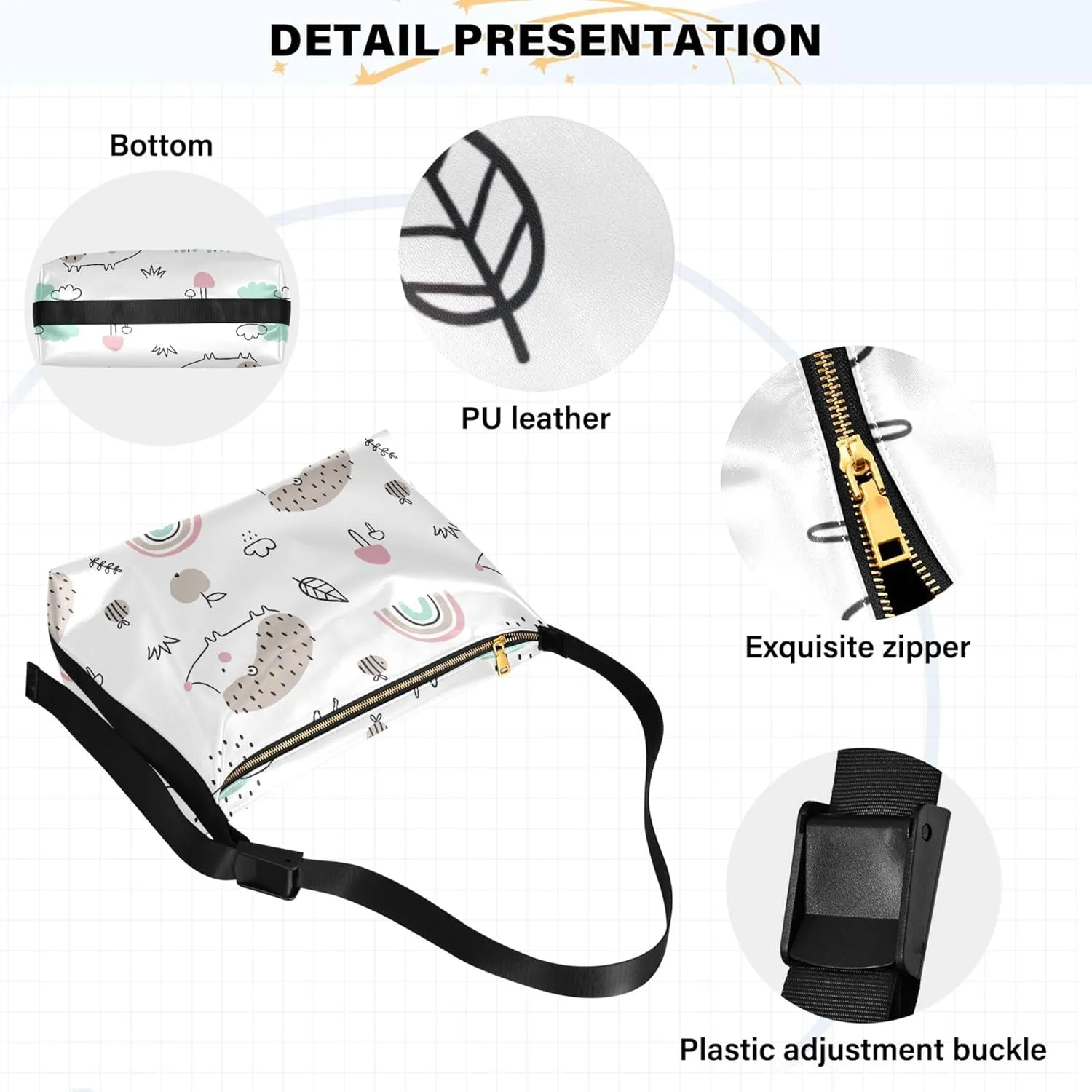 Cute Cartoon Crocodile Funny Soft PU Leather Hobo Bags Cross Body Men Bag Floral Animal Print Womens Shoulder Purse
