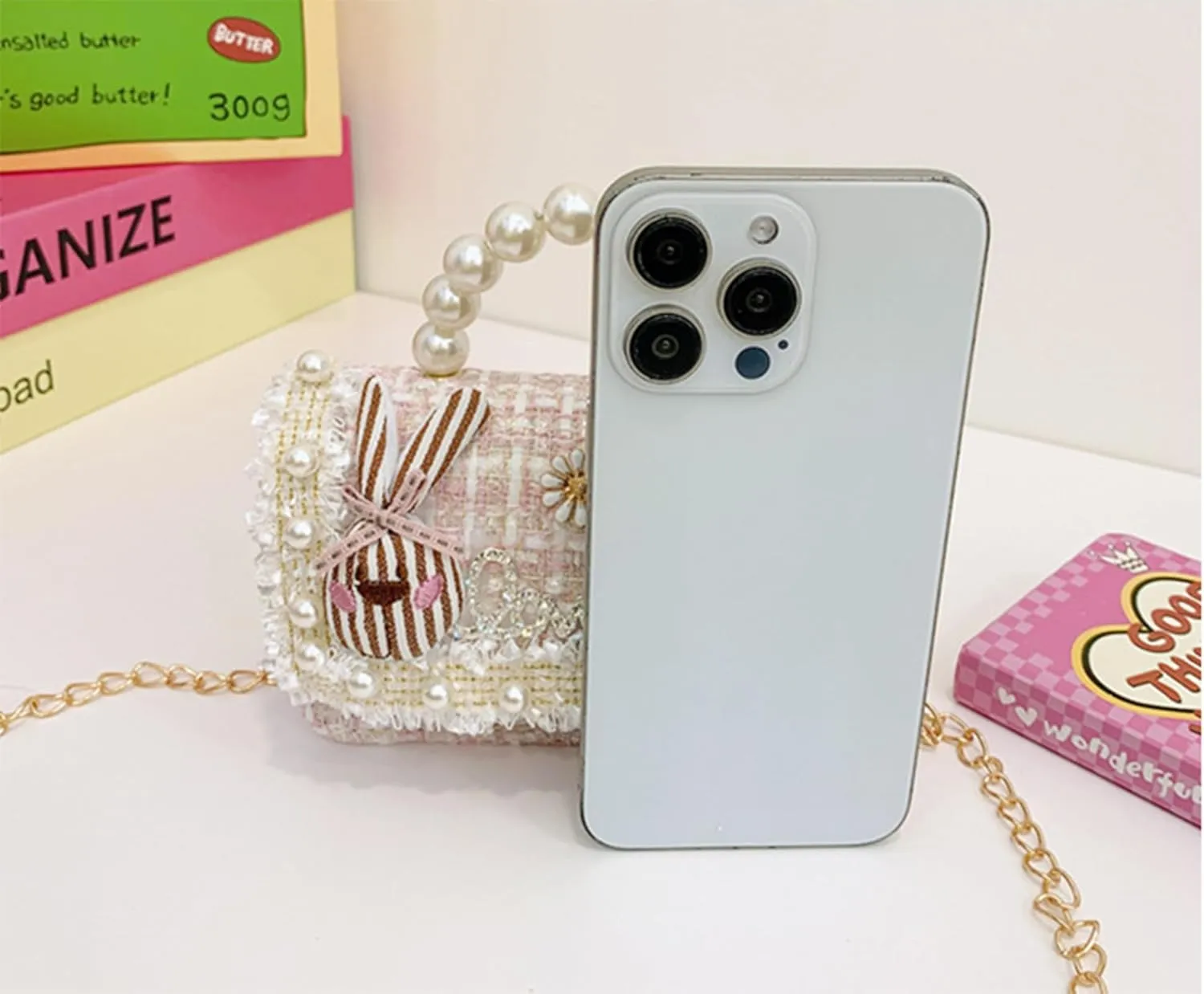 Cute Crossboby Purse with Bowknot Shoulder Bag for Little Girls, Girls Kids Fashion Handbags with Pearl Handle