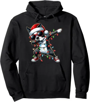 Dabbing Boston Terrier Sunglasses Cute Christmas Xmas Pullover Hoodie