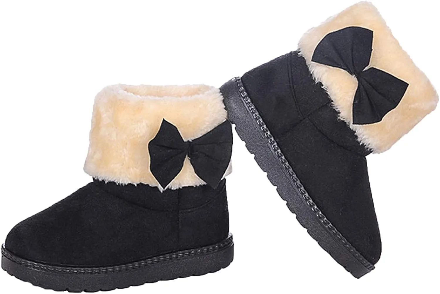 DADAWEN Baby's Girl's Toddler Fashion Cute Bowknot Fur Lining Princess Warm Snow Boots