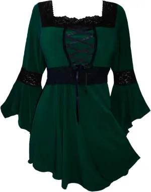 Dare to Wear Renaissance Corset Top: Victorian Gothic Boho Women's Peasant Festival Fair Cosplay Lace Blouse