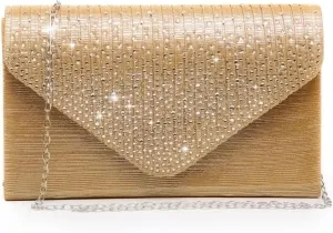 Dasein Ladies Frosted Satin Evening Clutch Purse Bag Crossbody Handbags Party Prom Wedding Envelope