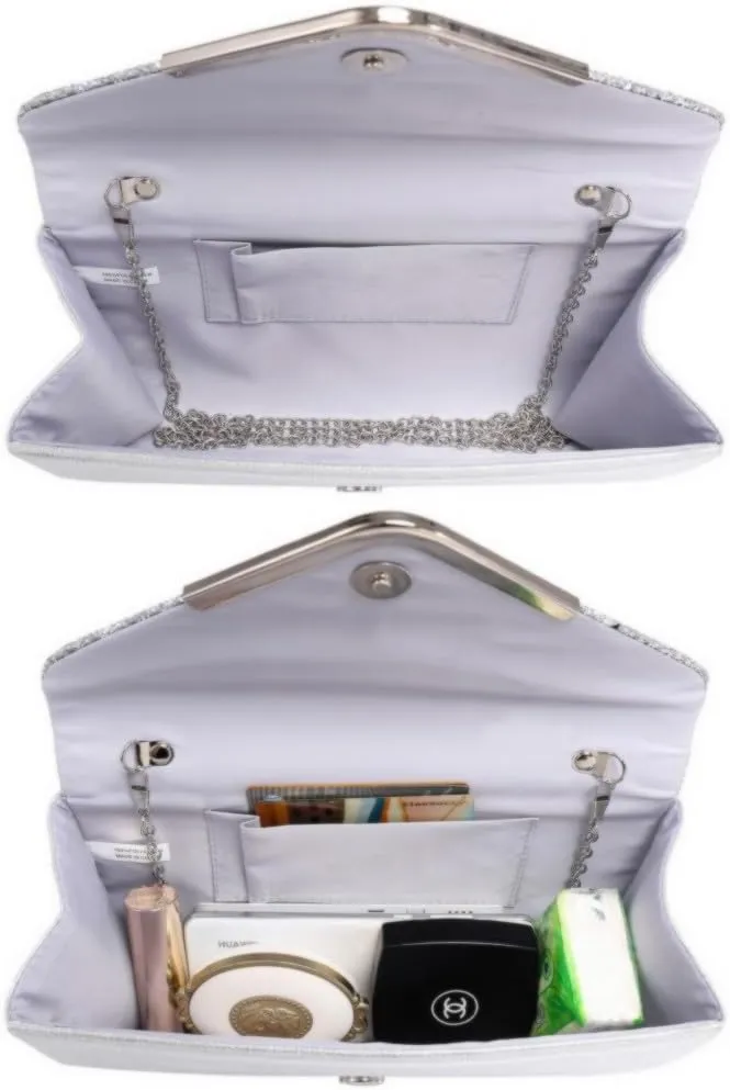 Dasein Women Evening Bags Formal Clutch Purses for Wedding Party Prom Handbags with Shoulder Strap and Glitter Flap