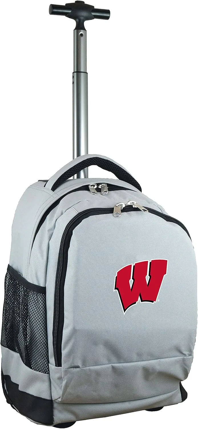 Denco NCAA Wisconsin Badgers Wheeled Backpack, 19-inches, Grey