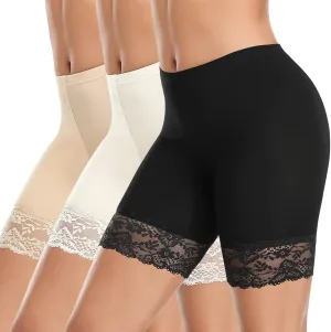 DERCA Womens Lace Slip Shorts for Under Dresses Anti Chafing Underwear Mid Thigh Boyshorts Panties Under Skirts