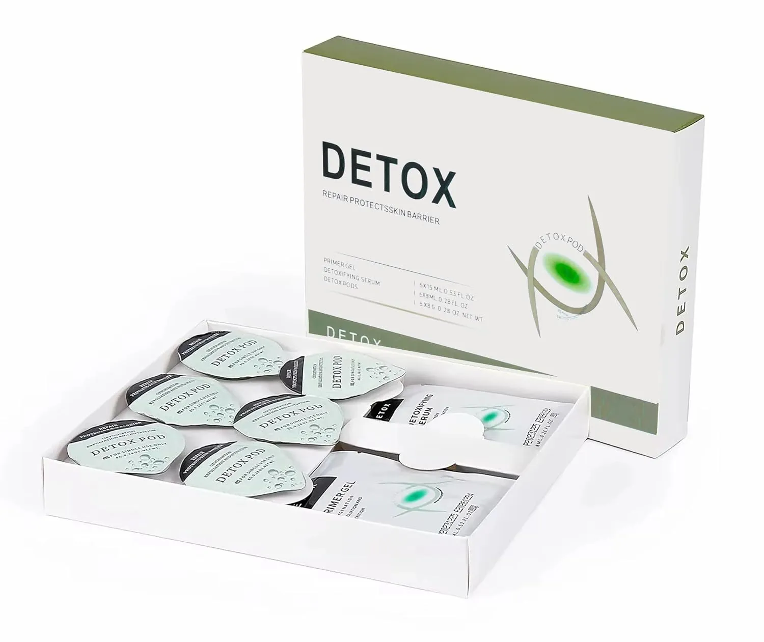 Detox Serum Kit Pods for CO2 Oxygen Facial Machine, Beauty Salon and Home Spa Day, Ge noe Type Pods Set, 6 Pods   6 Prime Gel   6 Serum, Upgrade 3.0 Formula