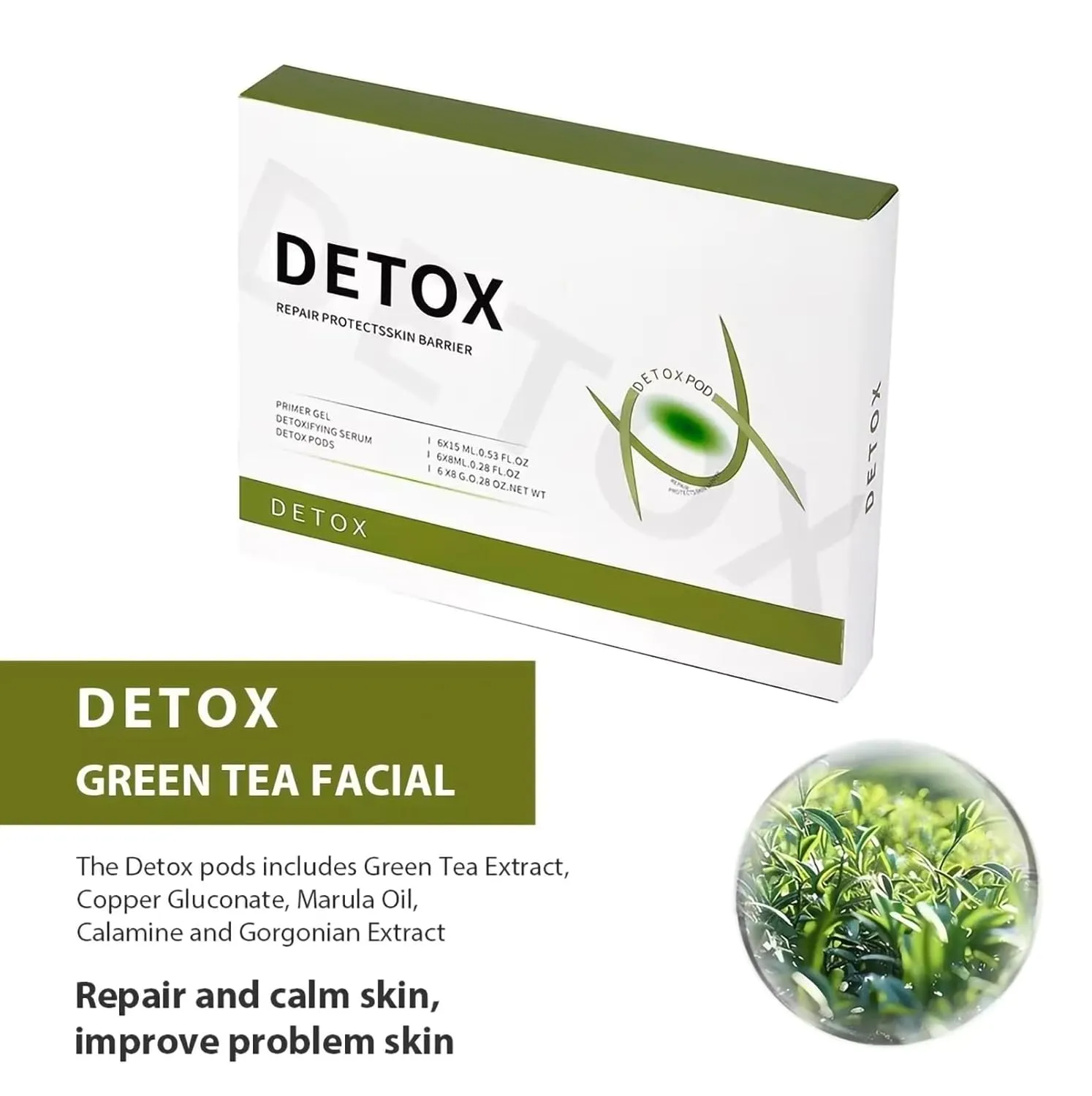 Detox Serum Kit Pods for CO2 Oxygen Facial Machine, Beauty Salon and Home Spa Day, Ge noe Type Pods Set, 6 Pods   6 Prime Gel   6 Serum, Upgrade 3.0 Formula