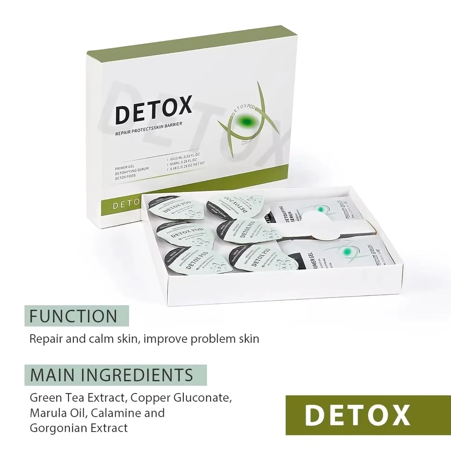 Detox Serum Kit Pods for CO2 Oxygen Facial Machine, Beauty Salon and Home Spa Day, Ge noe Type Pods Set, 6 Pods   6 Prime Gel   6 Serum, Upgrade 3.0 Formula
