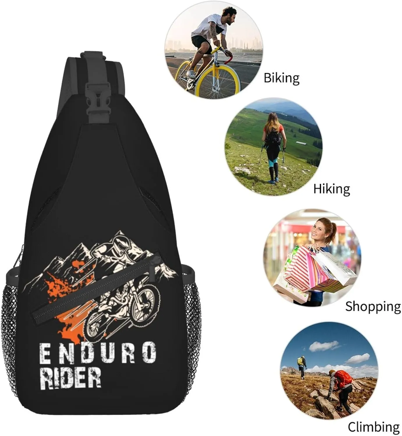 Dirt Bike With Red And Black Paint Splash Sling Bag Crossbody Bag Casual Chest Bags Travel Shoulder Backpack