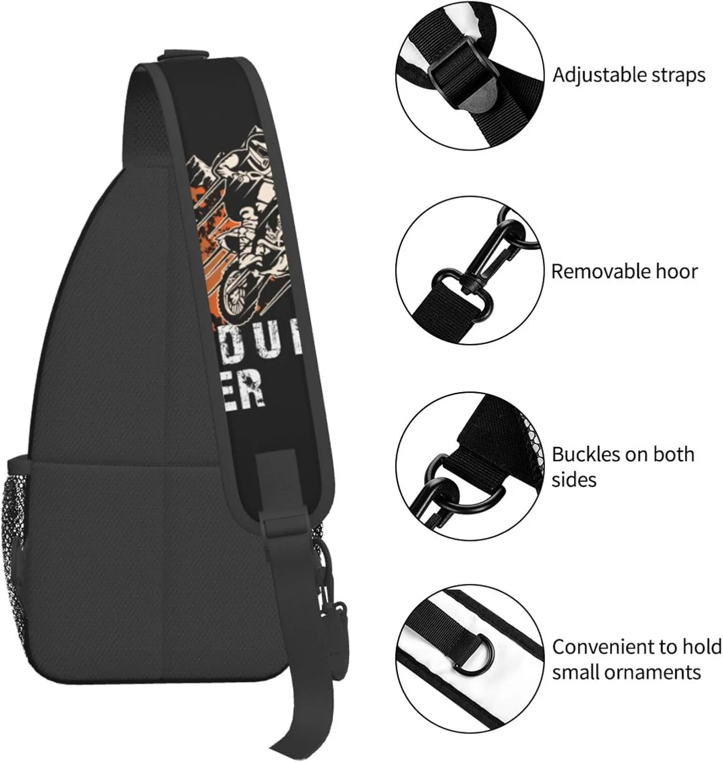 Dirt Bike With Red And Black Paint Splash Sling Bag Crossbody Bag Casual Chest Bags Travel Shoulder Backpack