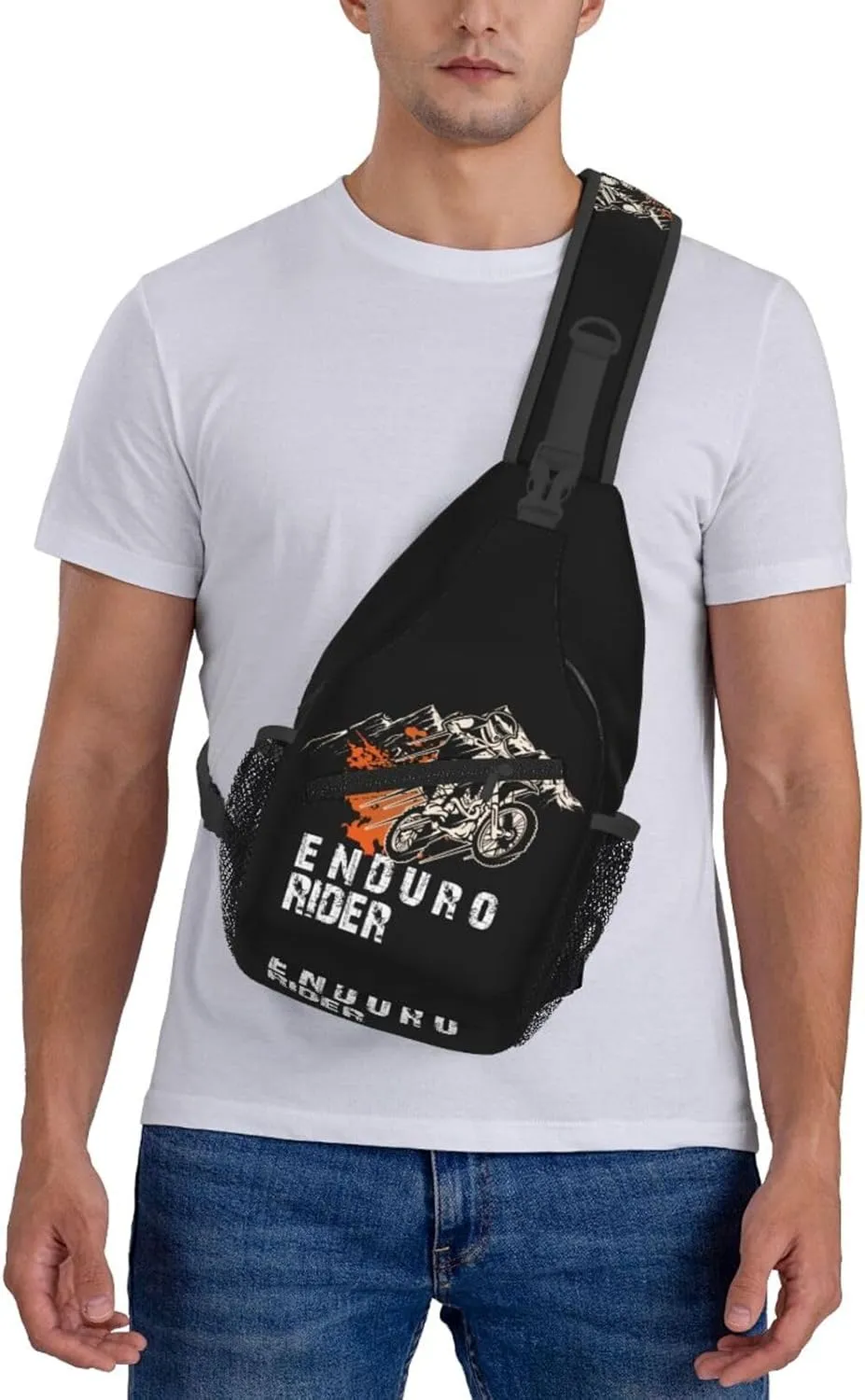 Dirt Bike With Red And Black Paint Splash Sling Bag Crossbody Bag Casual Chest Bags Travel Shoulder Backpack