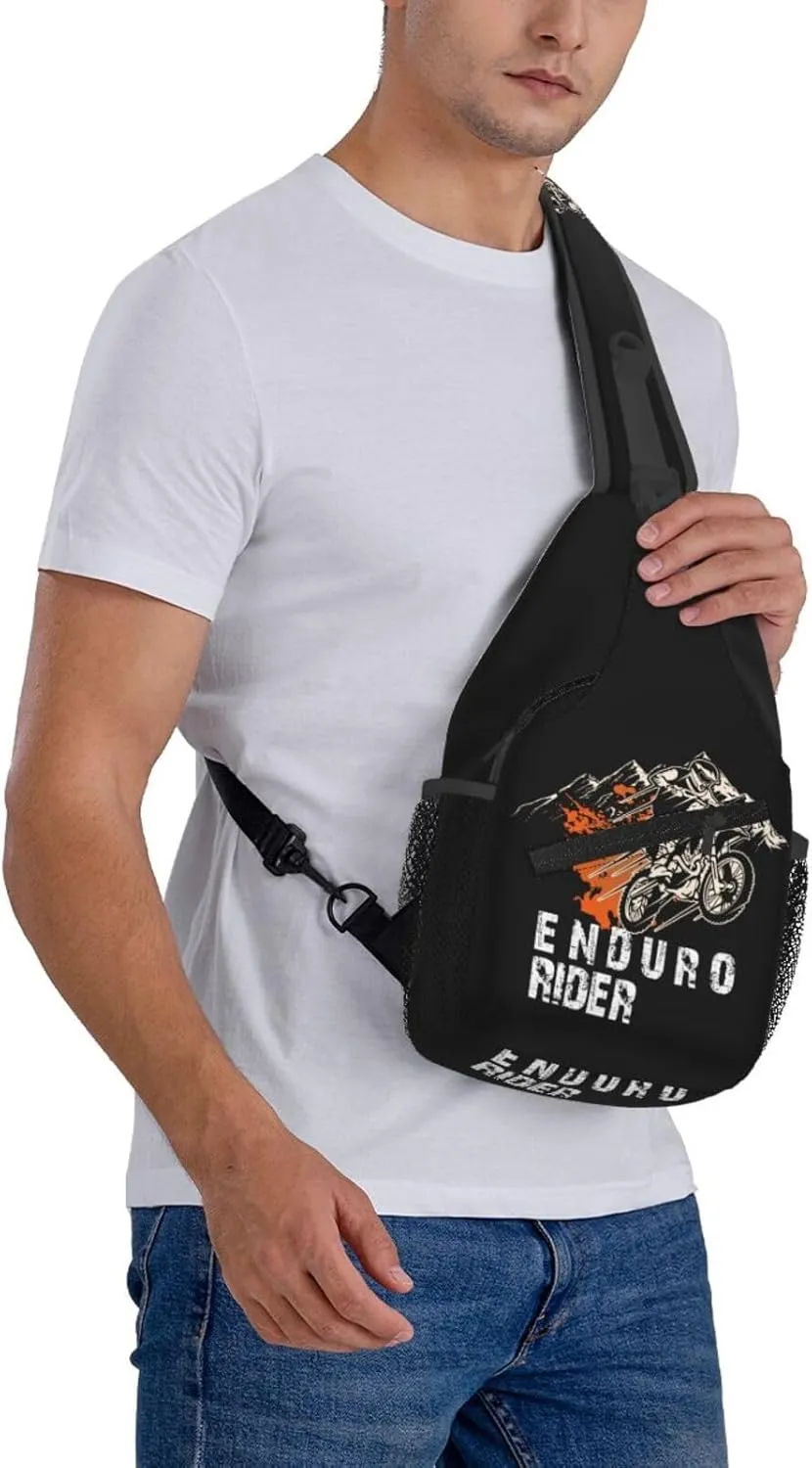 Dirt Bike With Red And Black Paint Splash Sling Bag Crossbody Bag Casual Chest Bags Travel Shoulder Backpack