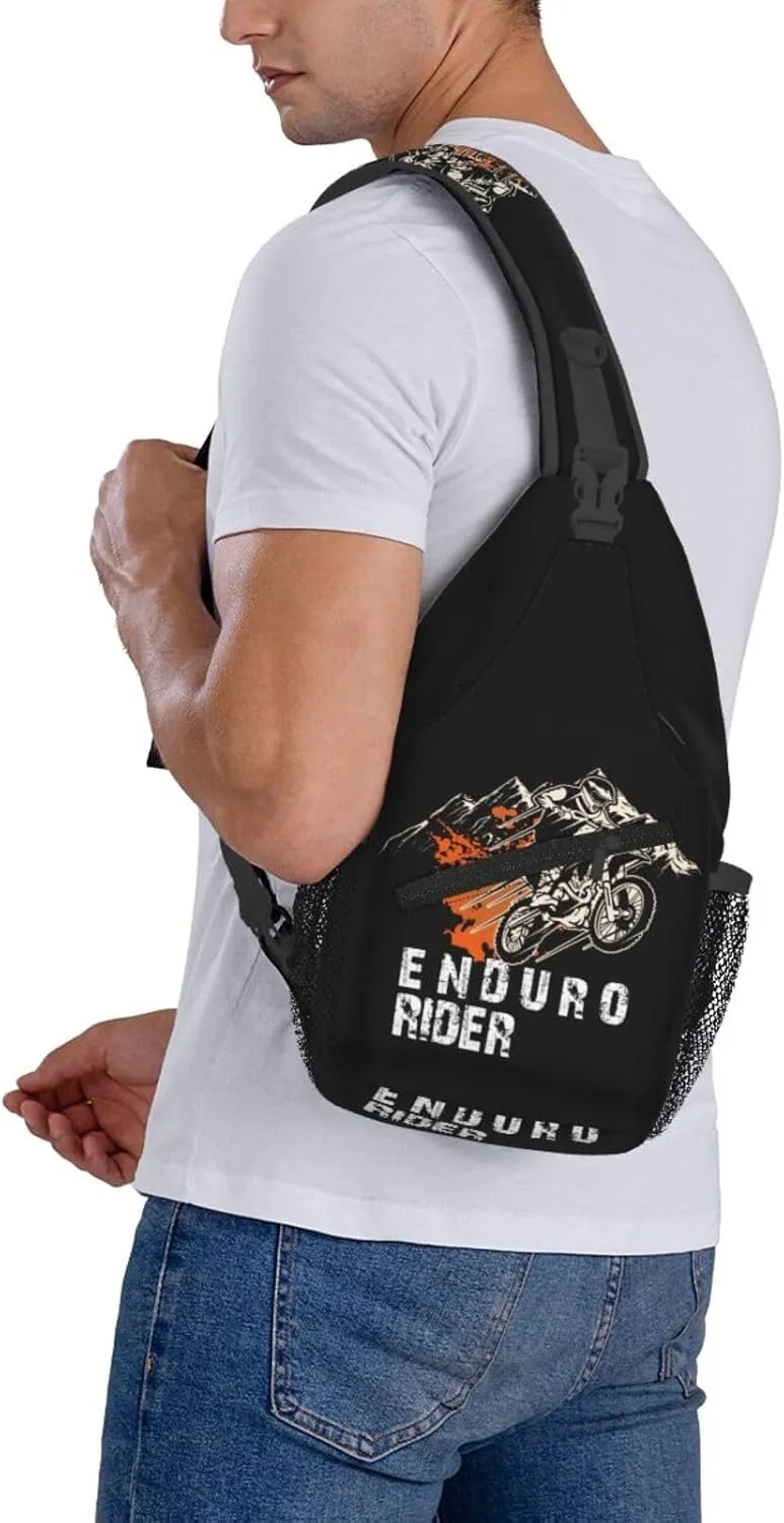 Dirt Bike With Red And Black Paint Splash Sling Bag Crossbody Bag Casual Chest Bags Travel Shoulder Backpack