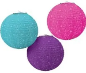 Disney Princess Round Paper Lanterns Birthday Party Hanging Decoration (3 Pack), Multi Color, 9 1/2".
