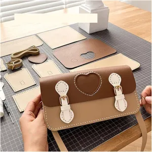 DIY Bag Making Kit DIY Handmade Material Set-Messenger Bag PU Leather Flat Bag Bottom Women Bags Handmade DIY Accessories (Color : White)