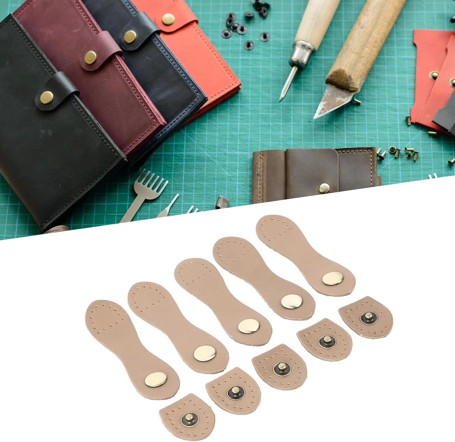 DIY Leather Snap Buckles, Leather Tab Closure Static Proof Fade Sew On Wearable for Shoulder Bags for Purses (Antique Brass Accessory)