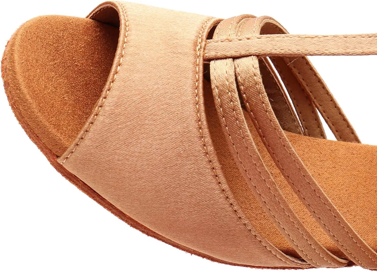 DKZSYIM Girls&Women's Satin Latin Dance Shoes Professional Ballroom Salsa Practice Performance Dancing Shoes, Model XGG-Children