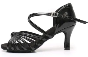 DKZSYIM Women's Satin Latin Dance Shoes Ballroom Salsa Performance Practice Dancing Shoes,Model LP-1217ZS