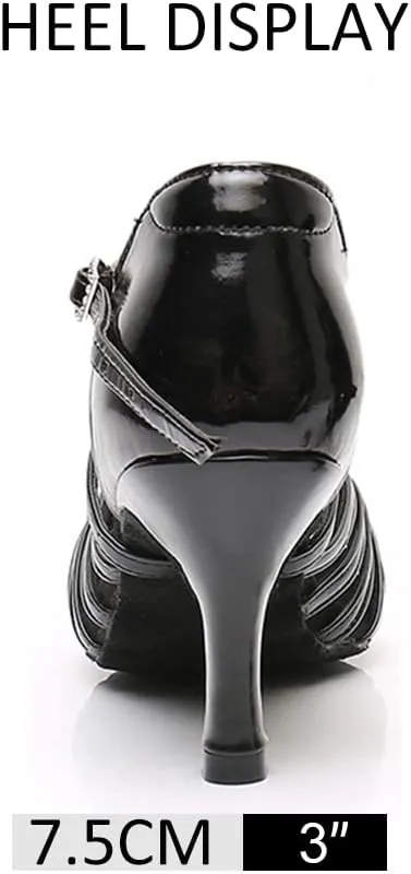 DKZSYIM Women's Satin Latin Dance Shoes Ballroom Salsa Performance Practice Dancing Shoes,Model LP-1217ZS
