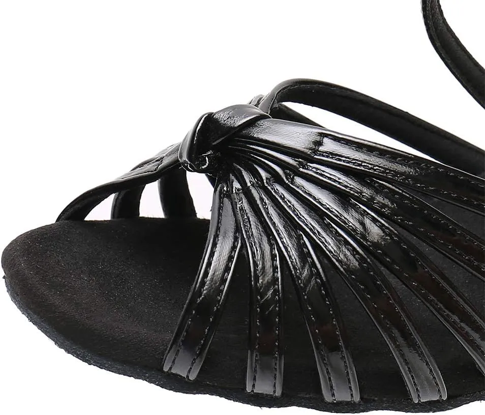 DKZSYIM Women's Satin Latin Dance Shoes Ballroom Salsa Performance Practice Dancing Shoes,Model LP-1217ZS