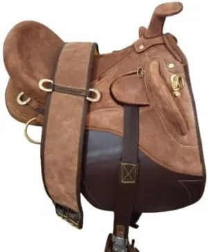DNL Saddlery Synthetic Suede Australian English Stock Horse Saddle Collection Horse Rider with Horn Equestrian Trail Tack Get Matching Girth & Stirrups Size 10"-18" inches Seat STOCK01