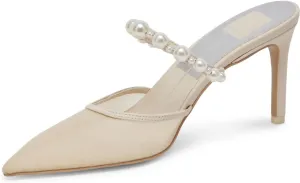 Dolce Vita Womens Kaysie Embellished Point Toe Mules Ivory 9 Medium (B,M)