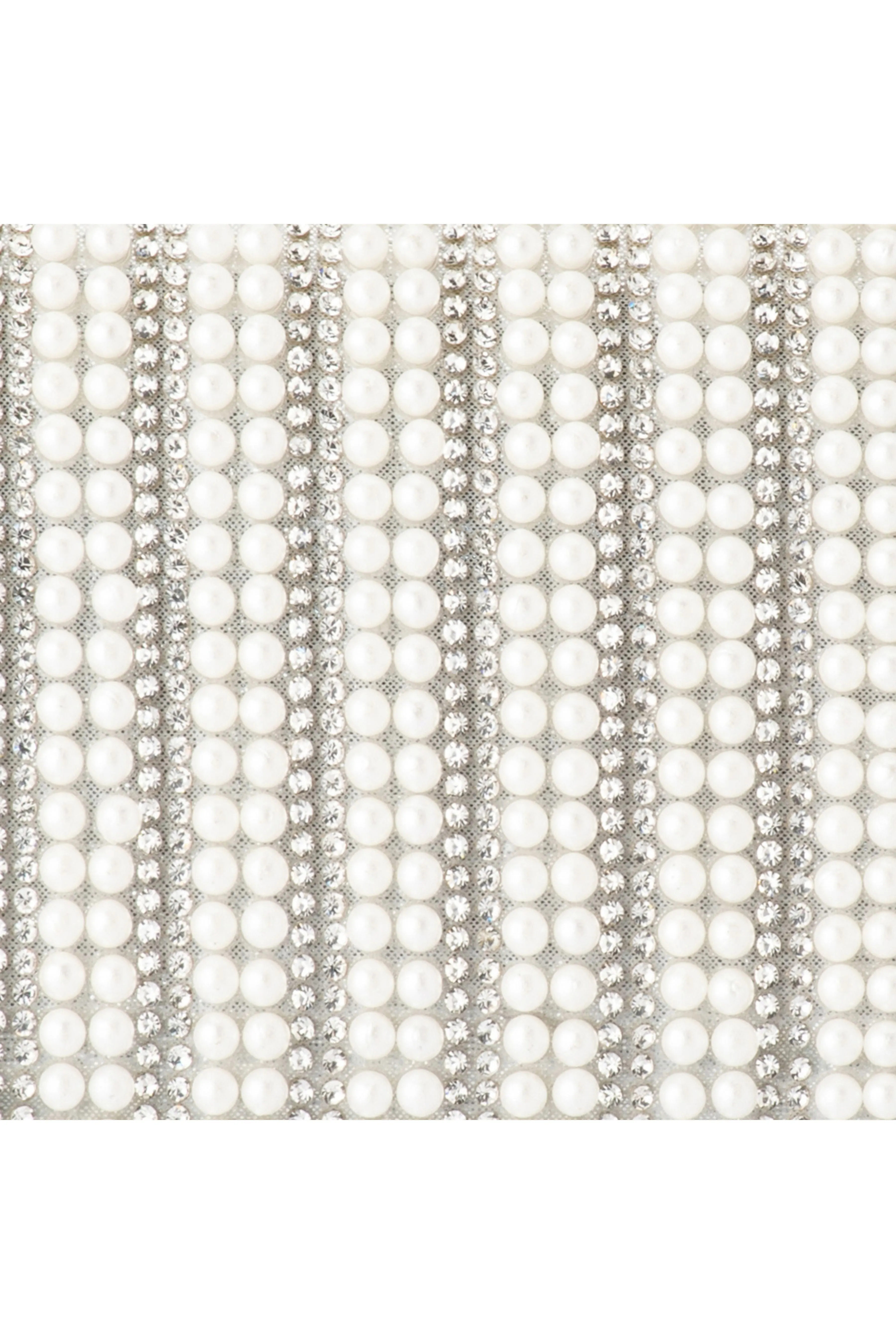 Domino Pearl and Crystal Clutch - White