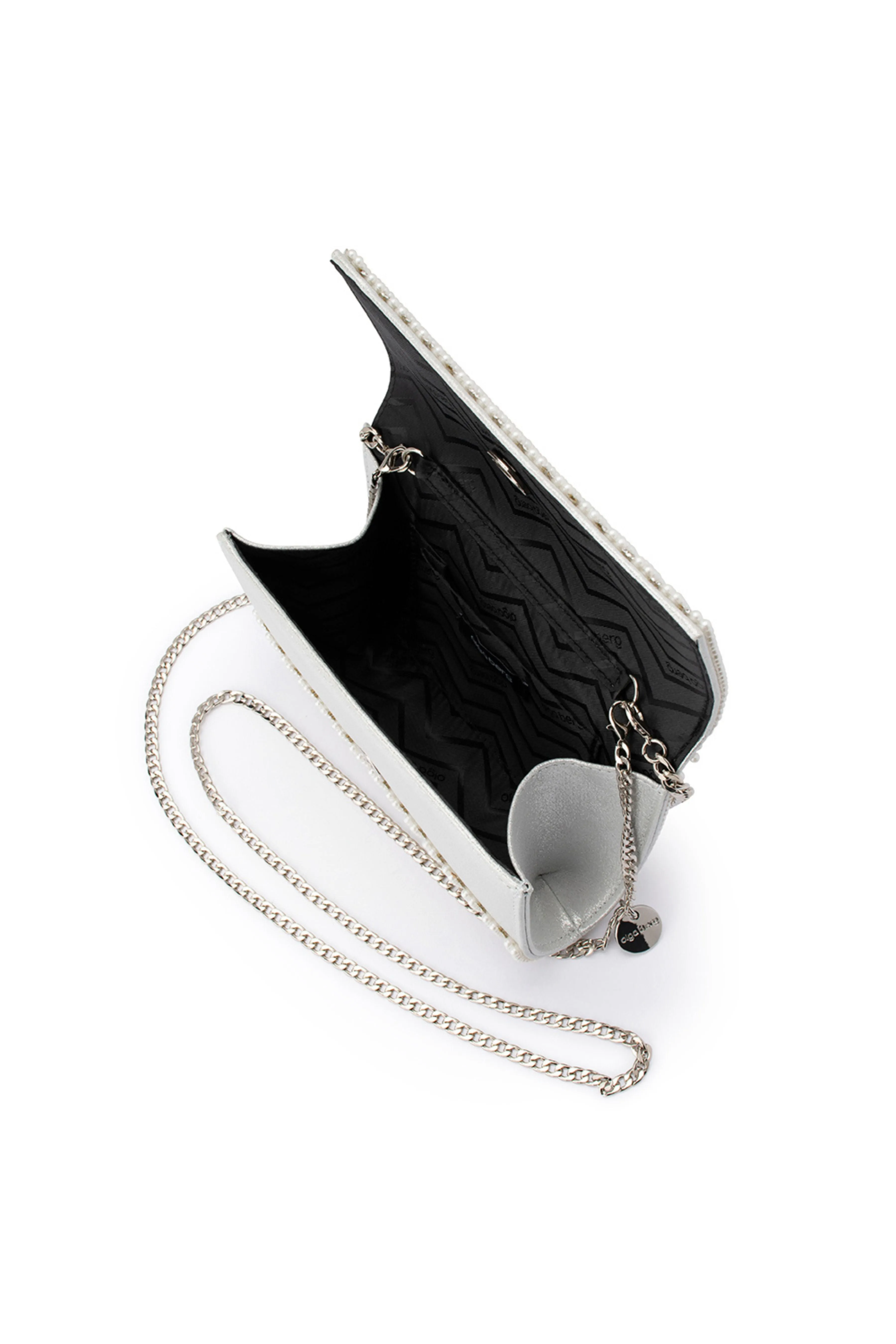 Domino Pearl and Crystal Clutch - White