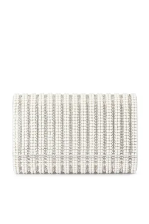 Domino Pearl and Crystal Clutch - White