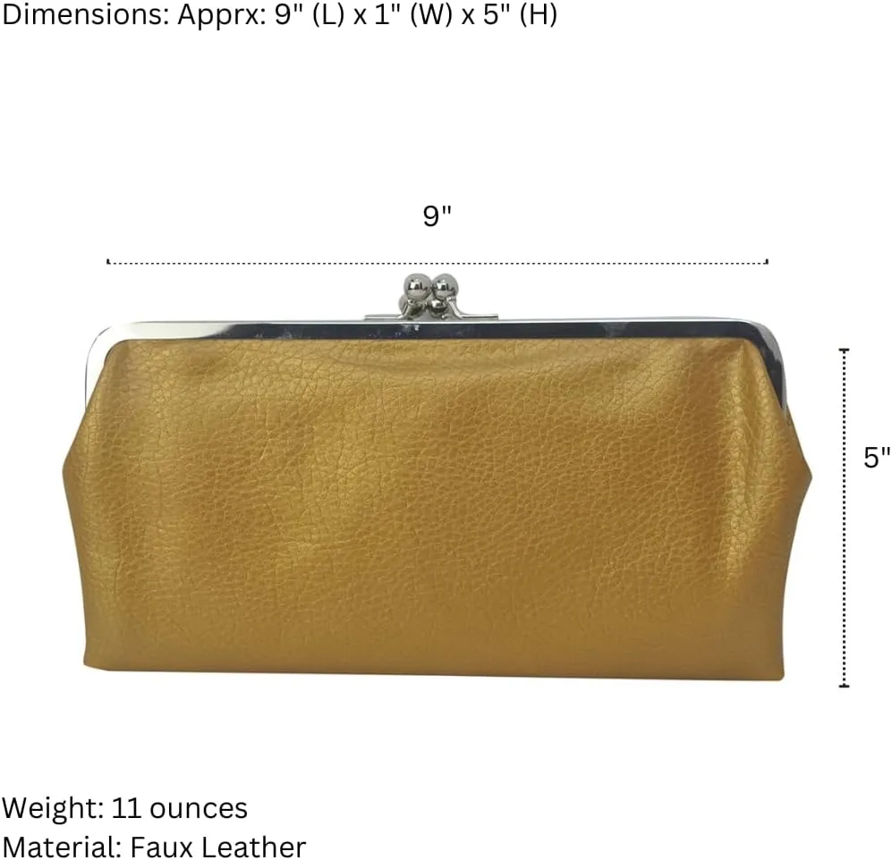 Double Frame Vintage Style Clutch Purse, Women's Travel Wallet